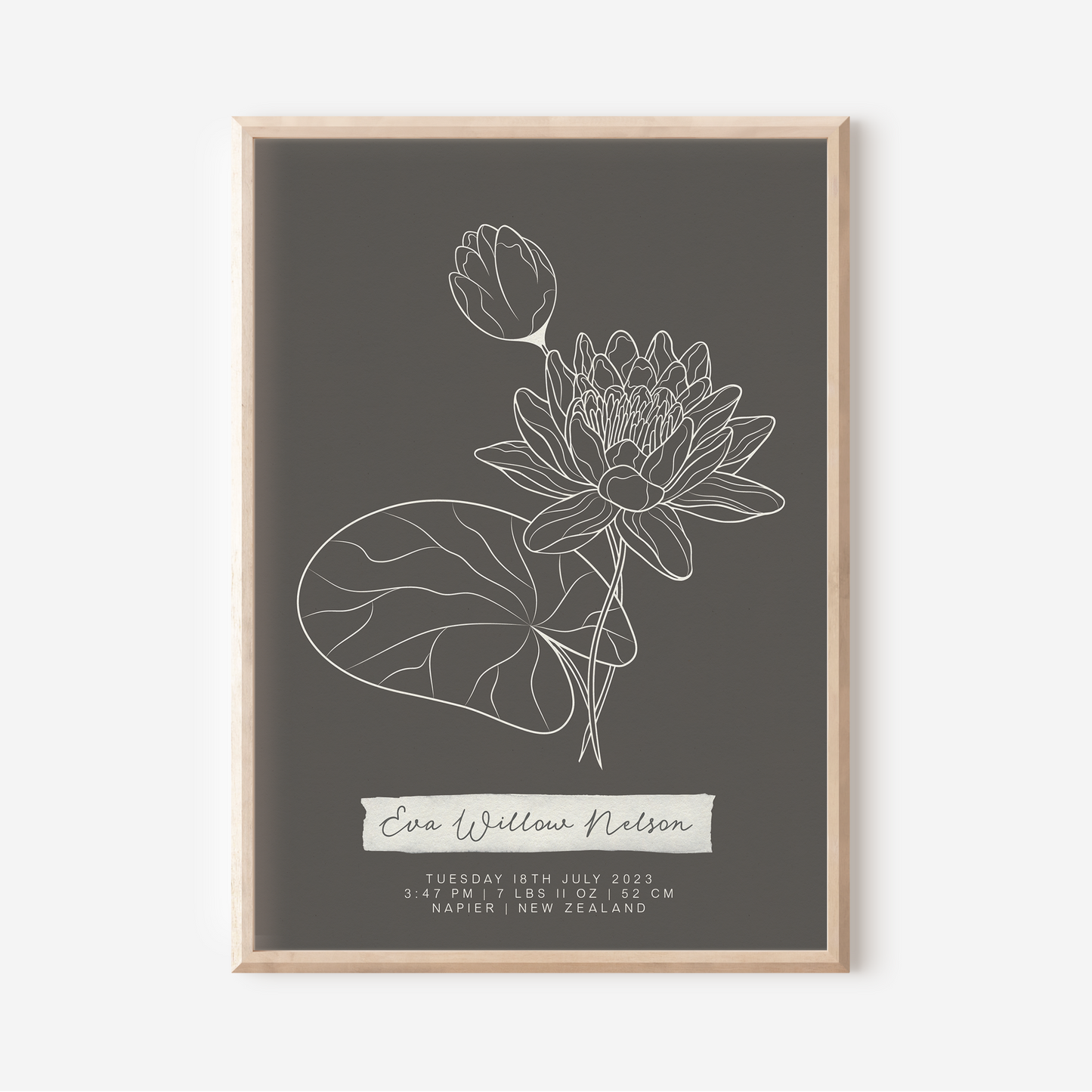 JULY Water Lily - Botanical Birth Month Keepsake Print