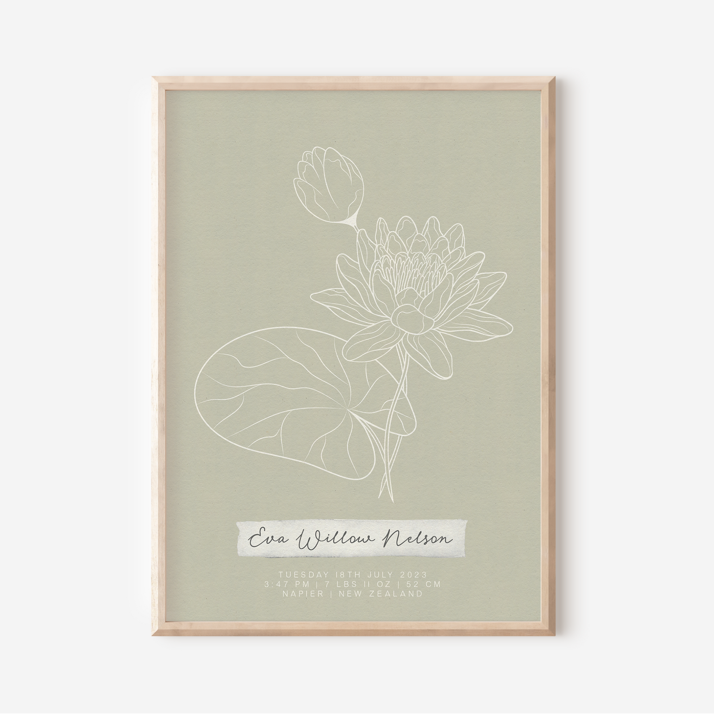 JULY Water Lily - Botanical Birth Month Keepsake Print