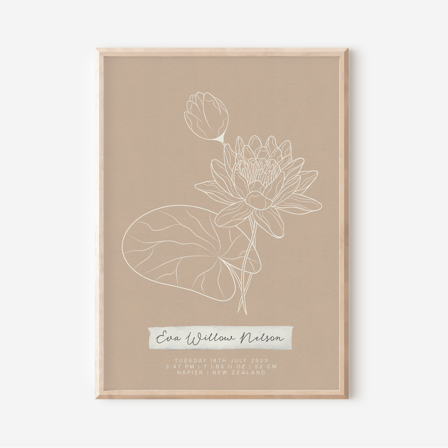 JULY Water Lily - Botanical Birth Month Keepsake Print