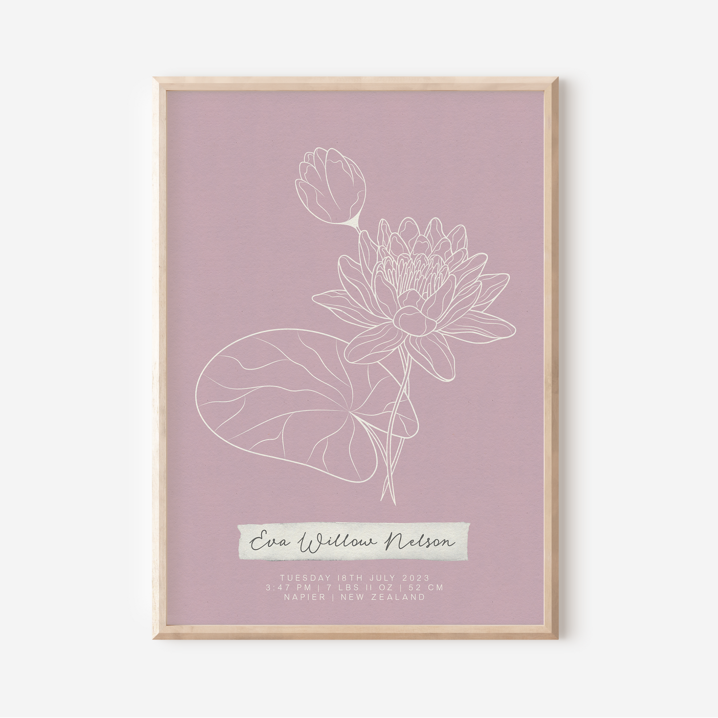 JULY Water Lily - Botanical Birth Month Keepsake Print