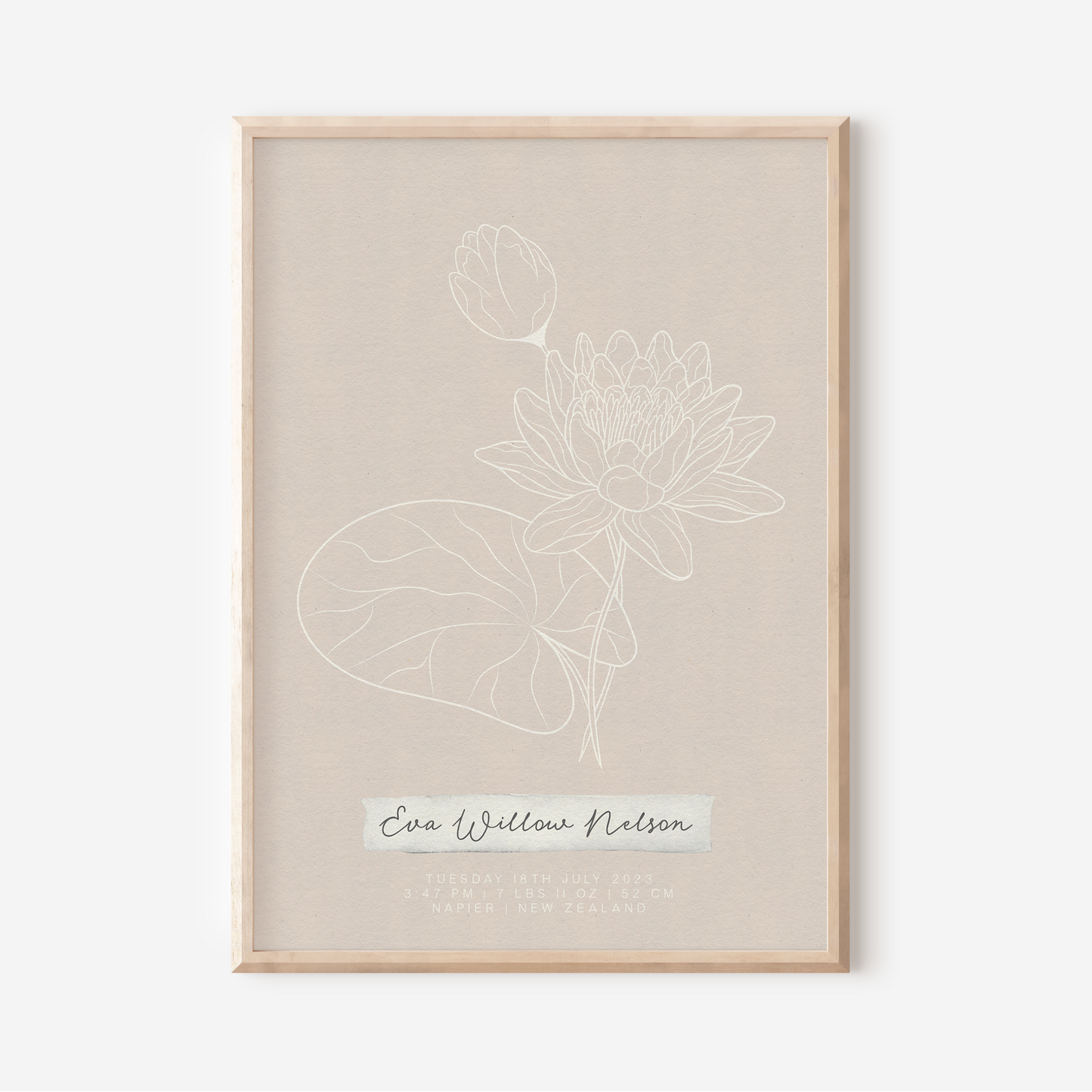 JULY Water Lily - Botanical Birth Month Keepsake Print
