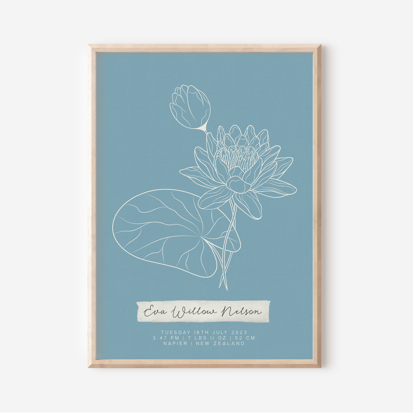 JULY Water Lily - Botanical Birth Month Keepsake Print