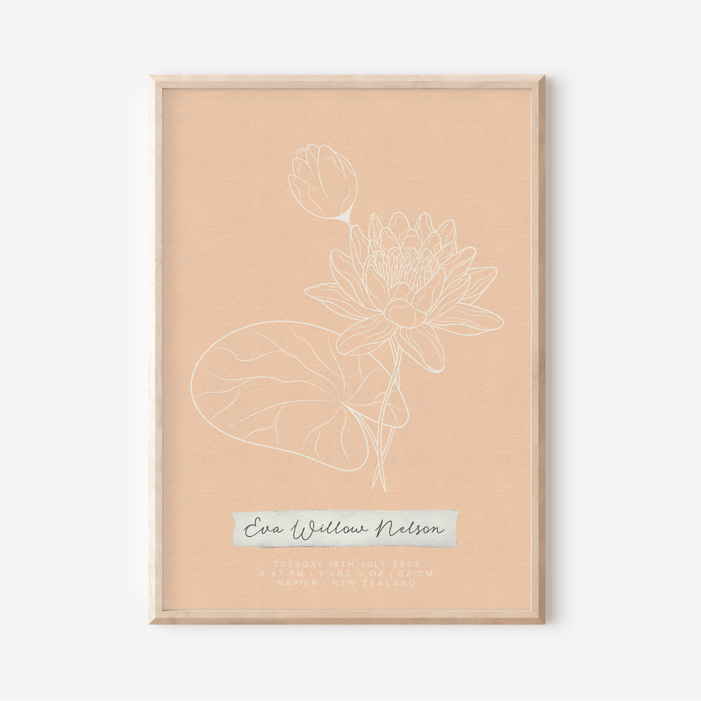 JULY Water Lily - Botanical Birth Month Keepsake Print