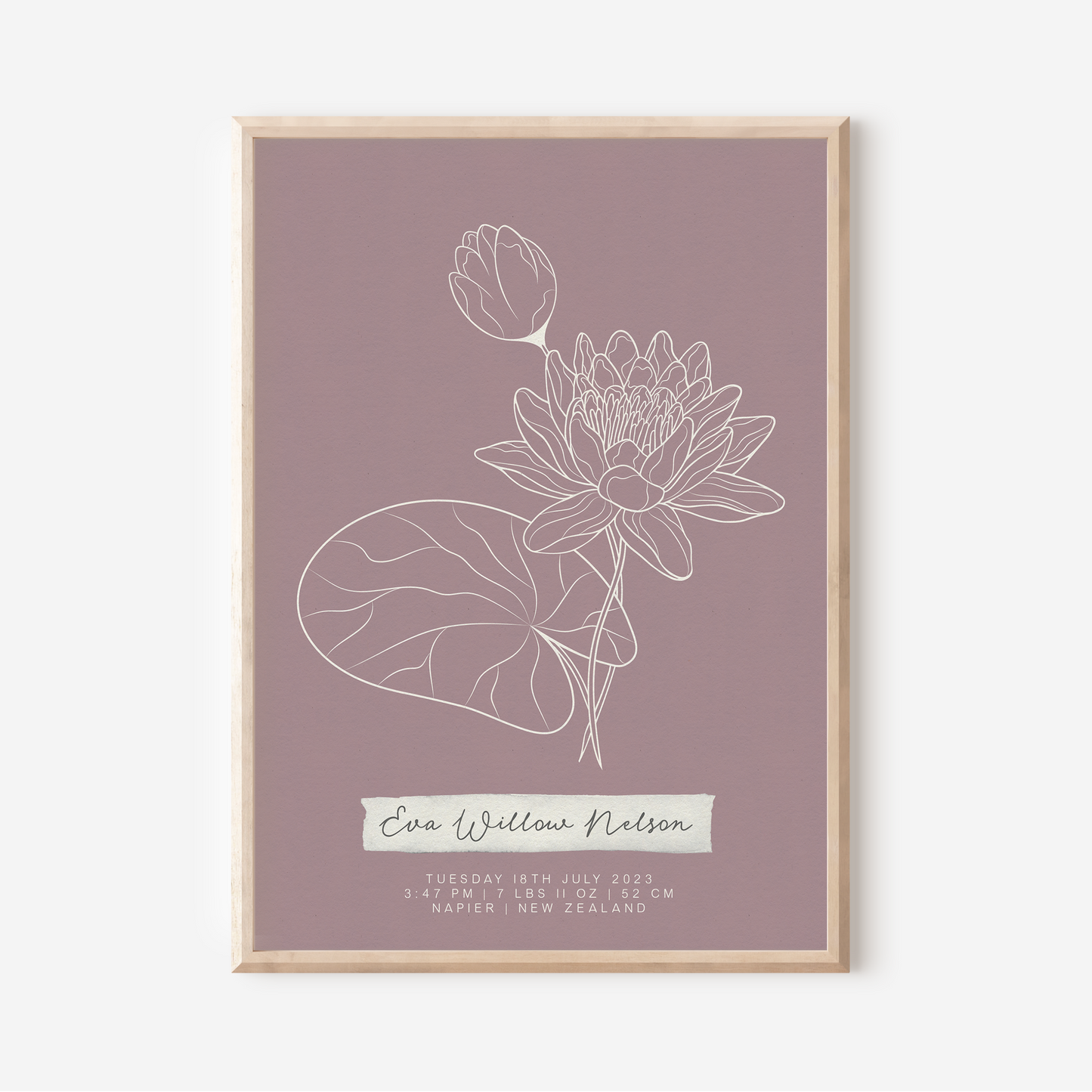 JULY Water Lily - Botanical Birth Month Keepsake Print