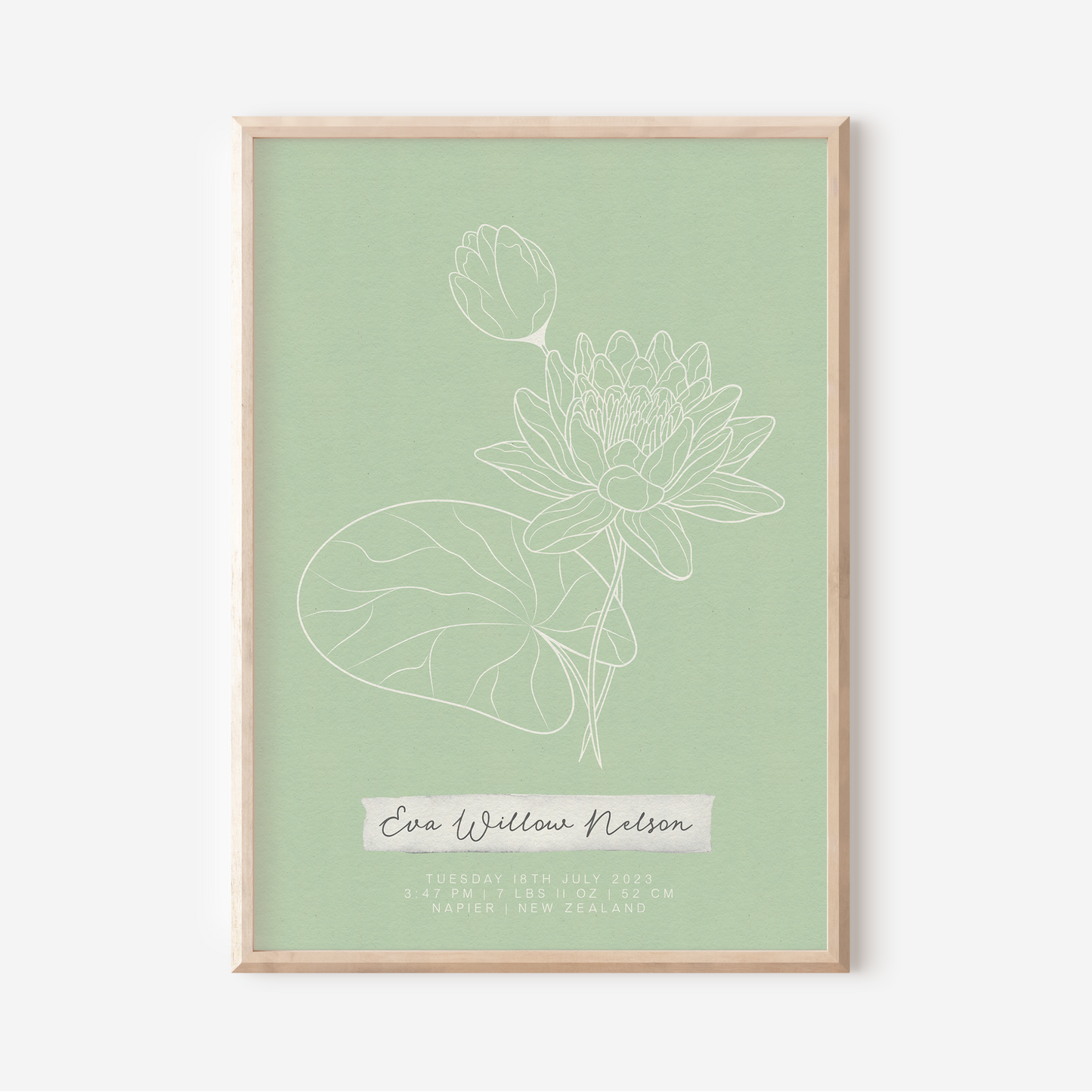 JULY Water Lily - Botanical Birth Month Keepsake Print