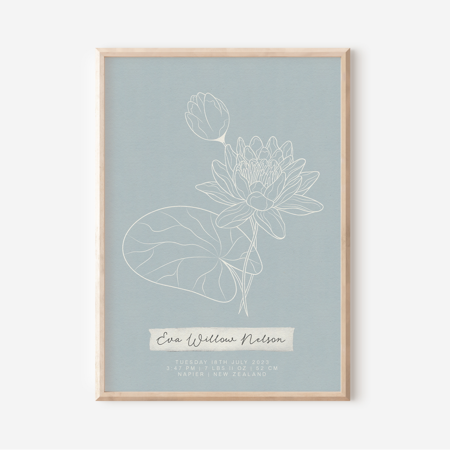 JULY Water Lily - Botanical Birth Month Keepsake Print
