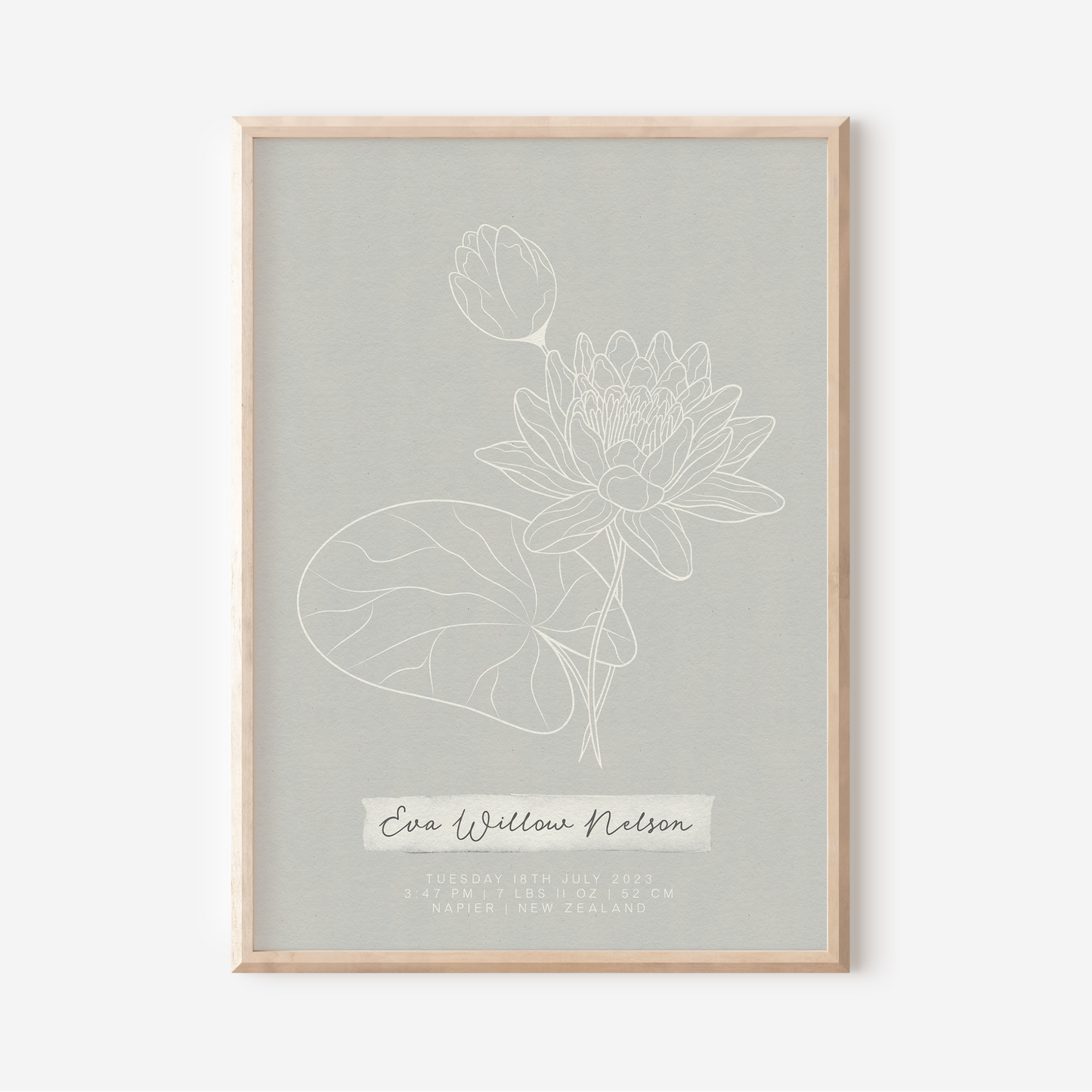 JULY Water Lily - Botanical Birth Month Keepsake Print