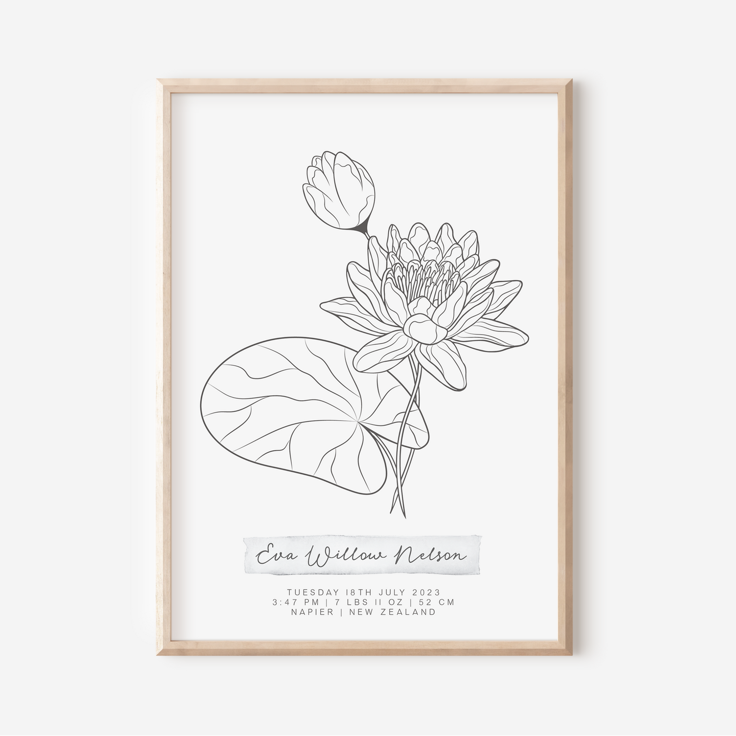 JULY Water Lily - Botanical Birth Month Keepsake Print