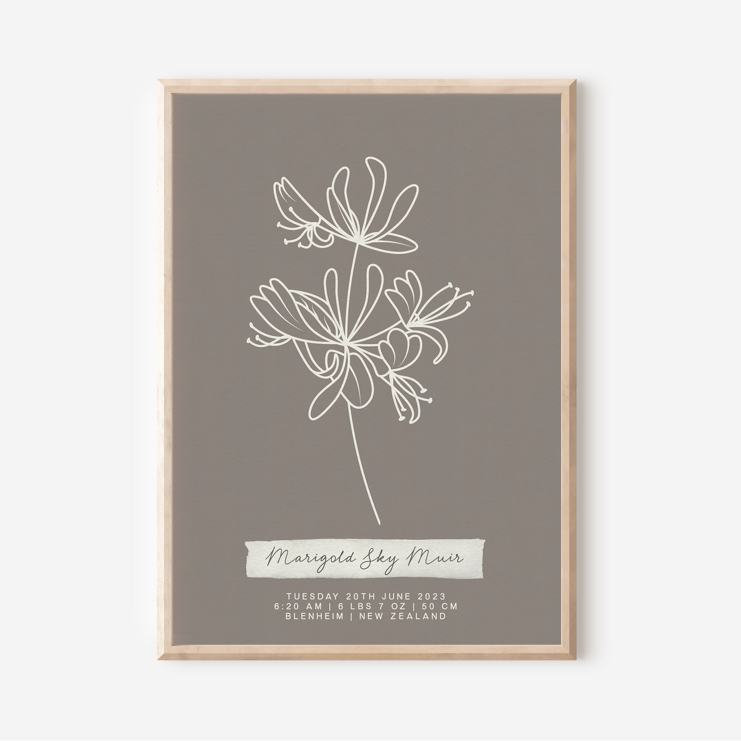 JUNE Honeysuckle - Botanical Birth Month Keepsake Print