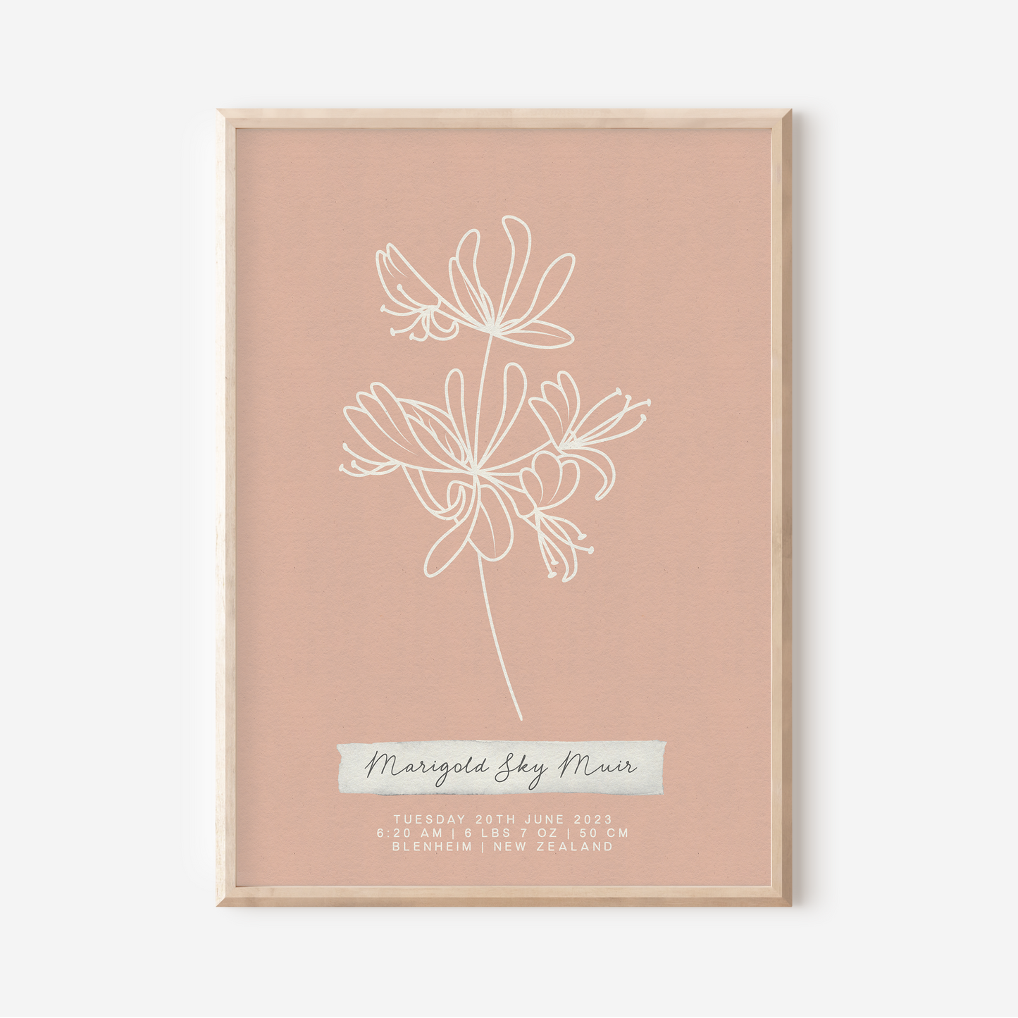 JUNE Honeysuckle - Botanical Birth Month Keepsake Print