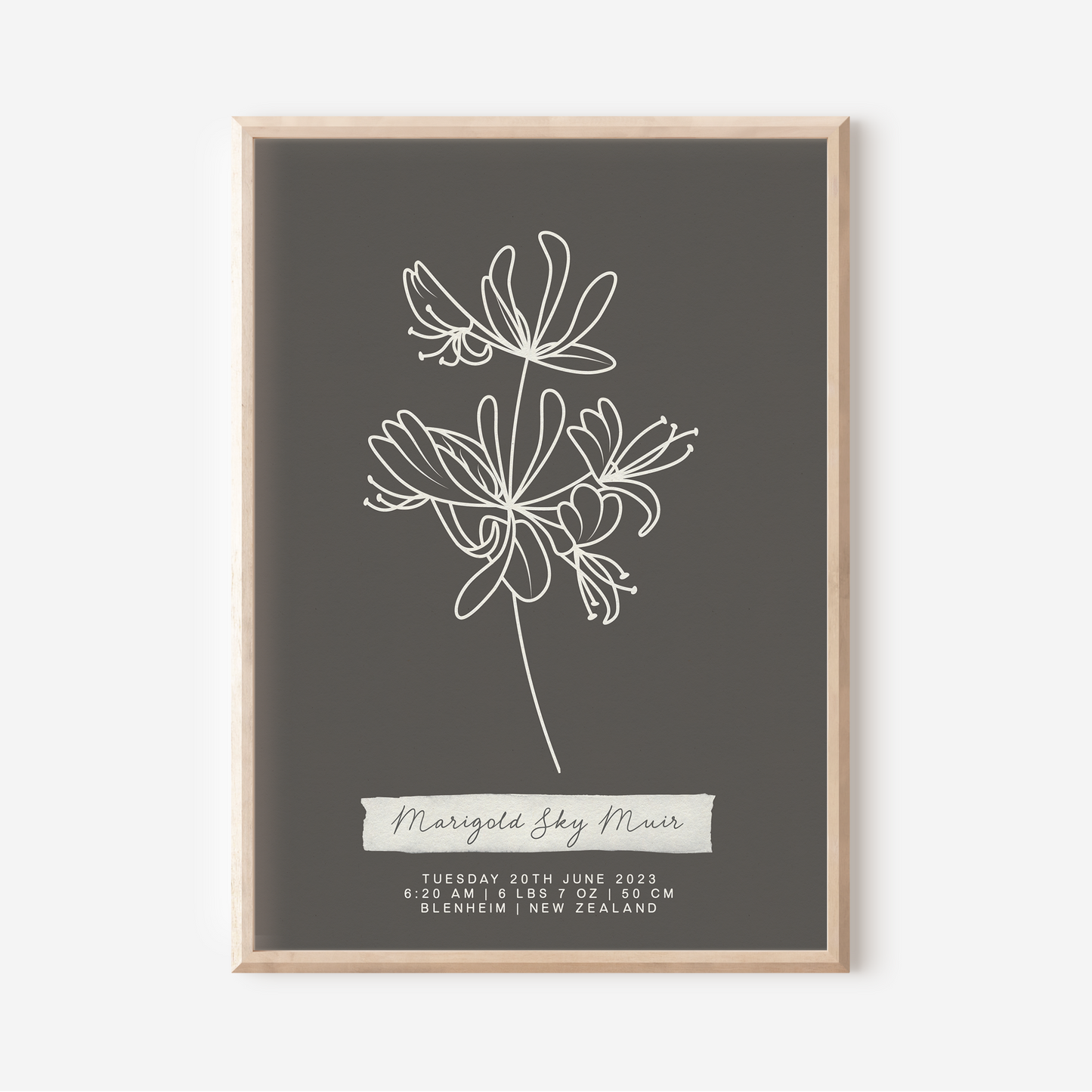 JUNE Honeysuckle - Botanical Birth Month Keepsake Print
