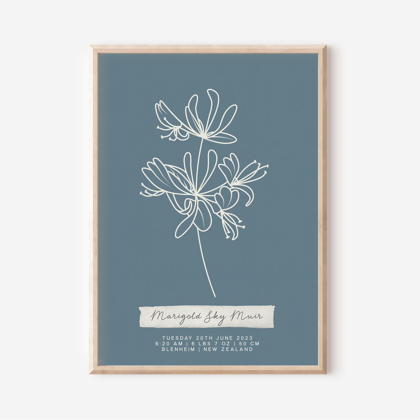 JUNE Honeysuckle - Botanical Birth Month Keepsake Print