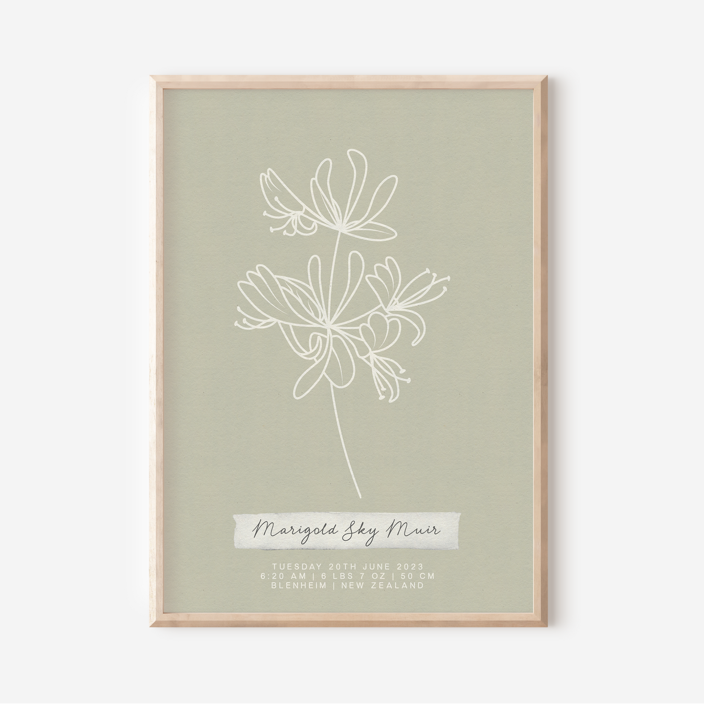 JUNE Honeysuckle - Botanical Birth Month Keepsake Print