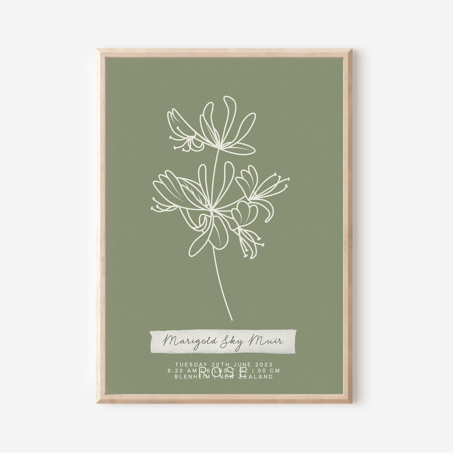 JUNE Honeysuckle - Botanical Birth Month Keepsake Print