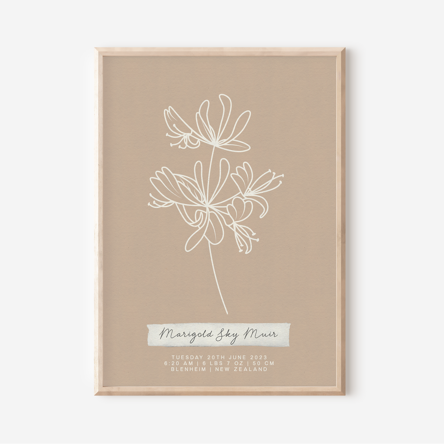 JUNE Honeysuckle - Botanical Birth Month Keepsake Print