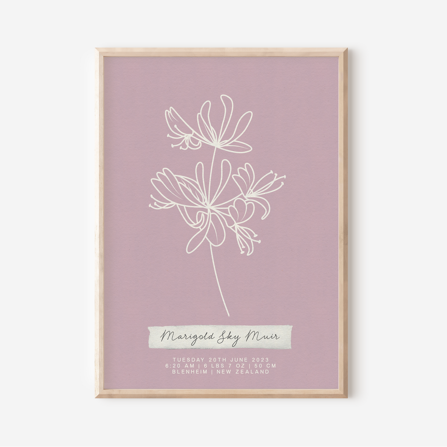 JUNE Honeysuckle - Botanical Birth Month Keepsake Print