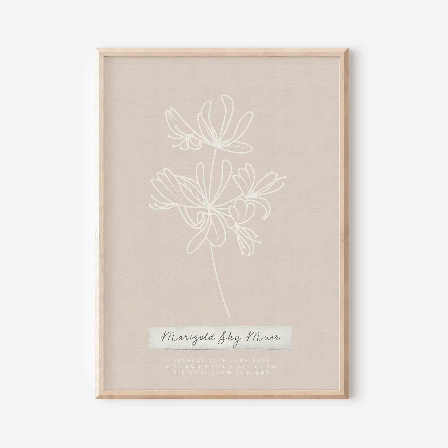 JUNE Honeysuckle - Botanical Birth Month Keepsake Print