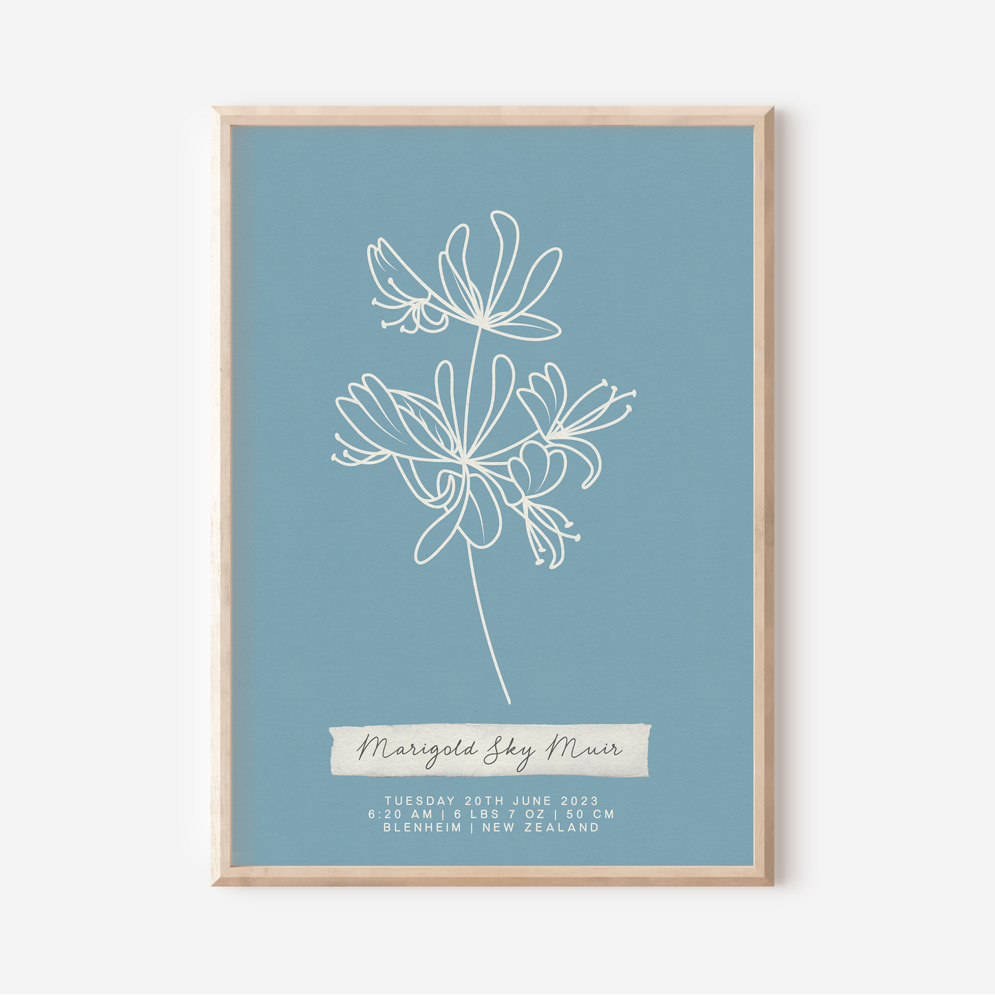 JUNE Honeysuckle - Botanical Birth Month Keepsake Print