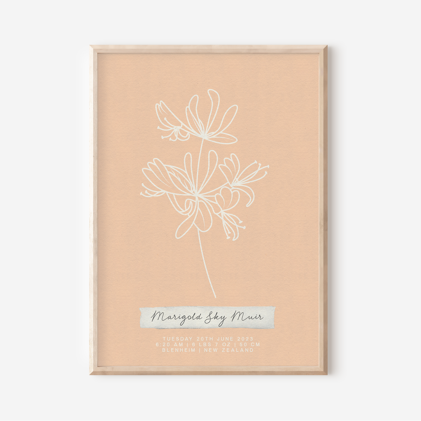 JUNE Honeysuckle - Botanical Birth Month Keepsake Print