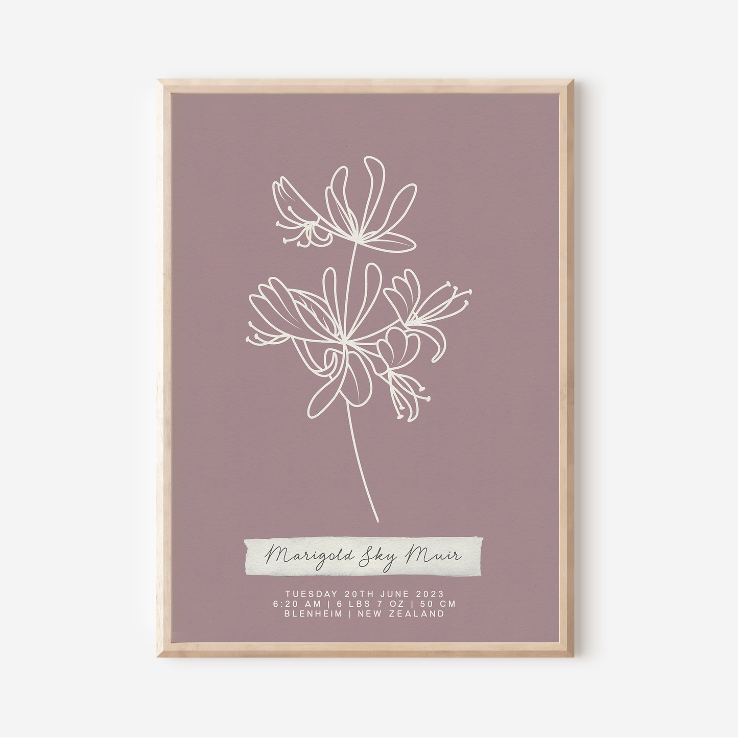 JUNE Honeysuckle - Botanical Birth Month Keepsake Print