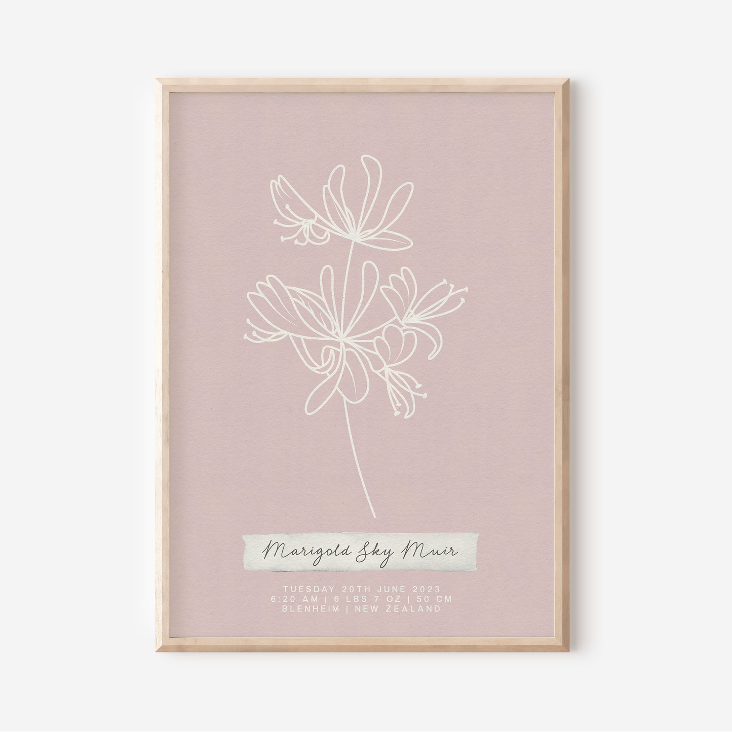 JUNE Honeysuckle - Botanical Birth Month Keepsake Print