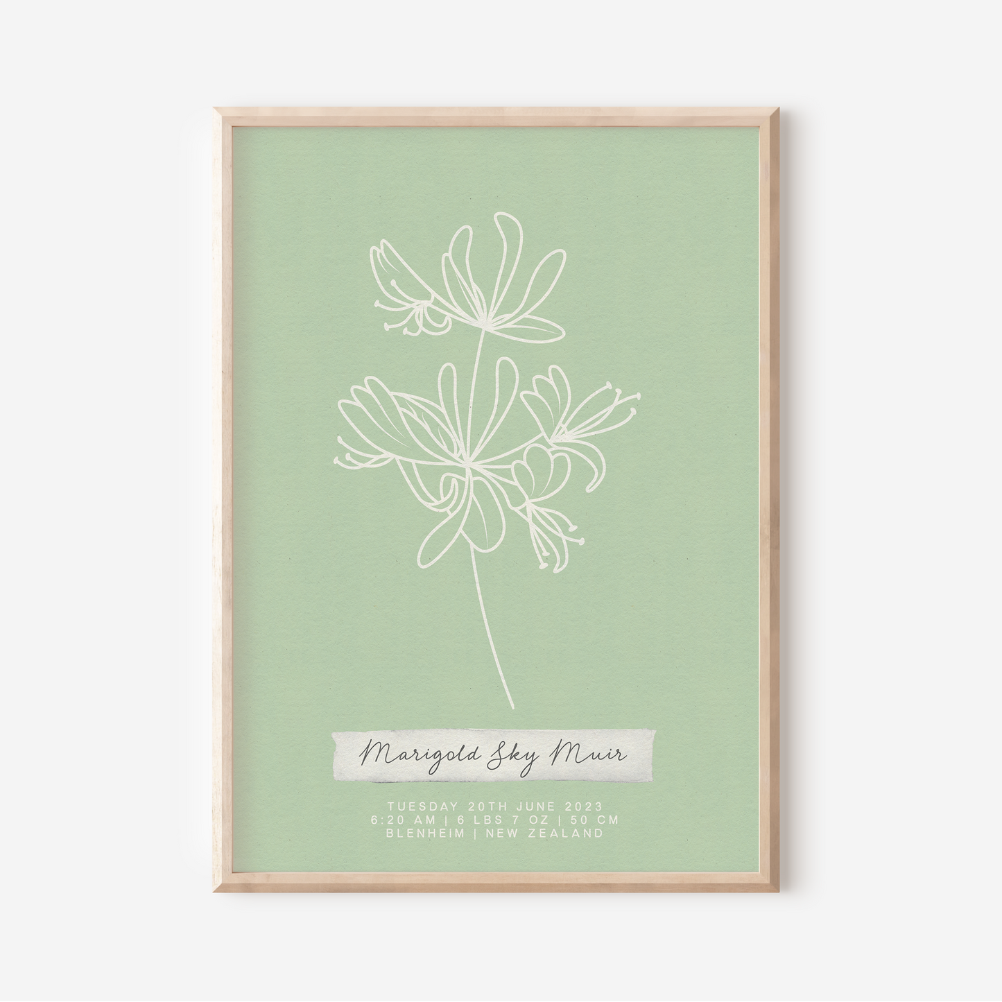 JUNE Honeysuckle - Botanical Birth Month Keepsake Print