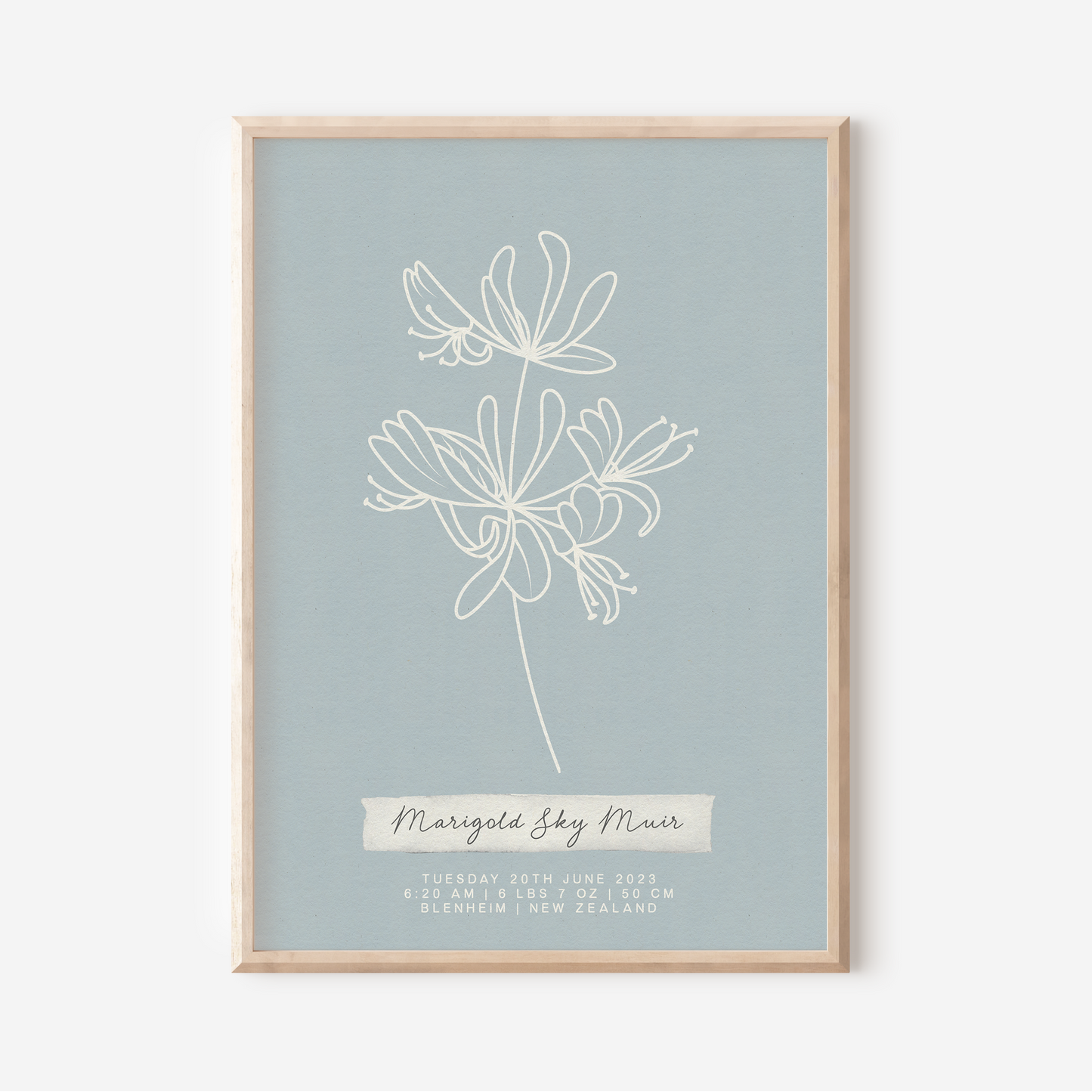 JUNE Honeysuckle - Botanical Birth Month Keepsake Print