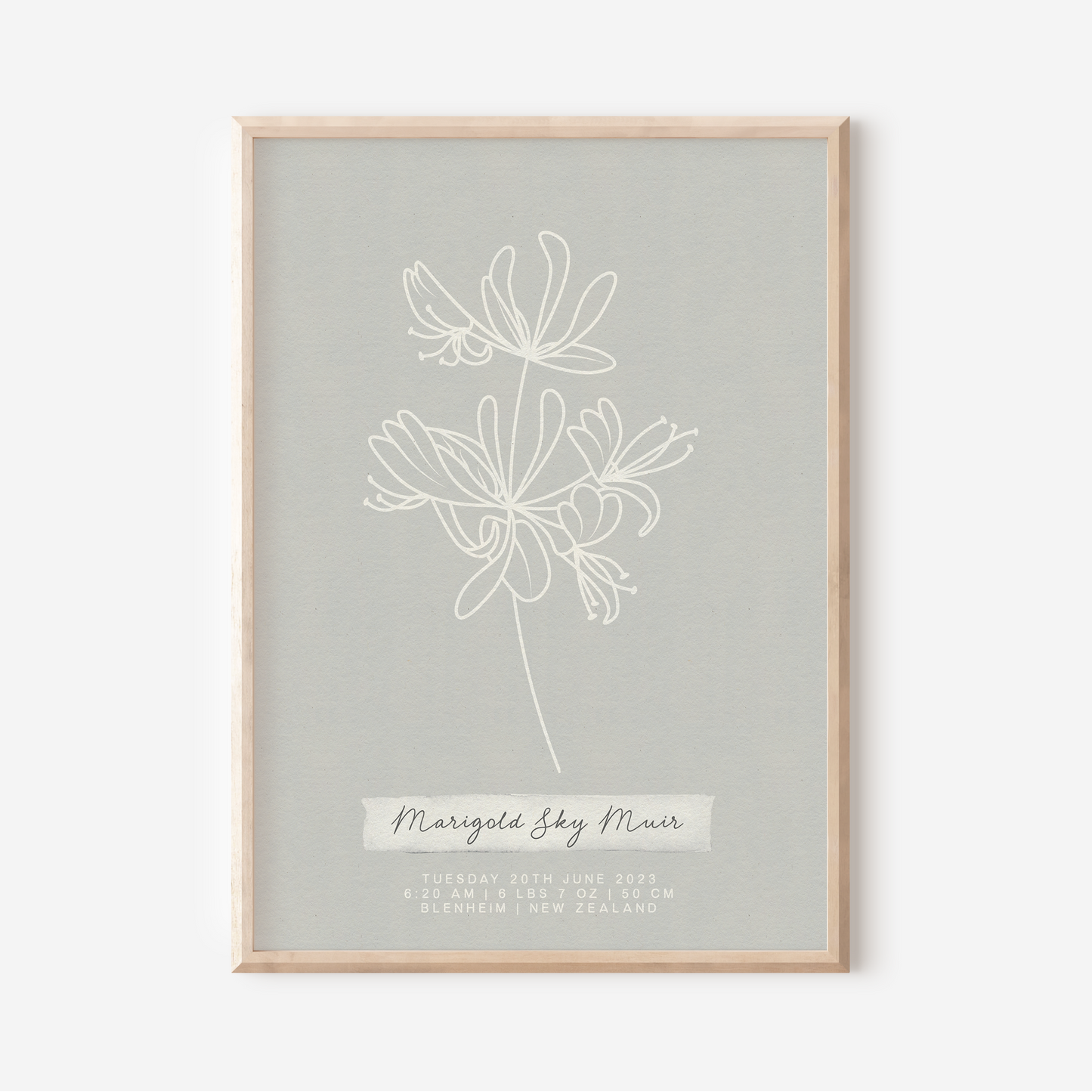 JUNE Honeysuckle - Botanical Birth Month Keepsake Print