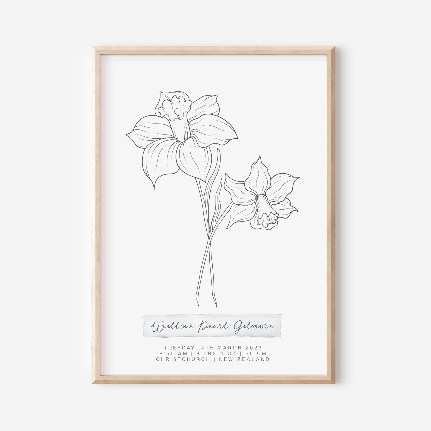 MARCH Daffodil - Botanical Birth Month Keepsake Print