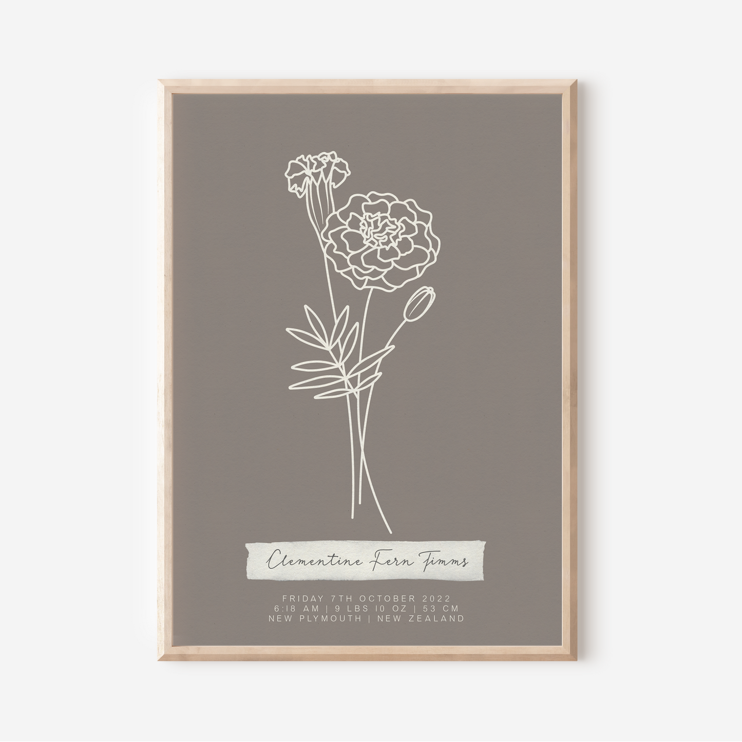 OCTOBER Marigold - Botanical Birth Month Keepsake Print