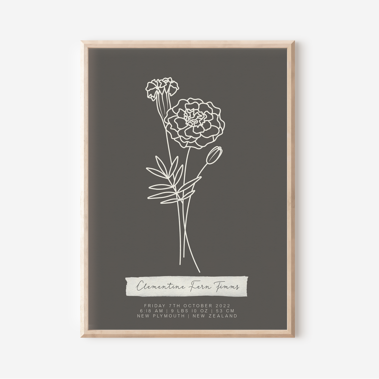 OCTOBER Marigold - Botanical Birth Month Keepsake Print