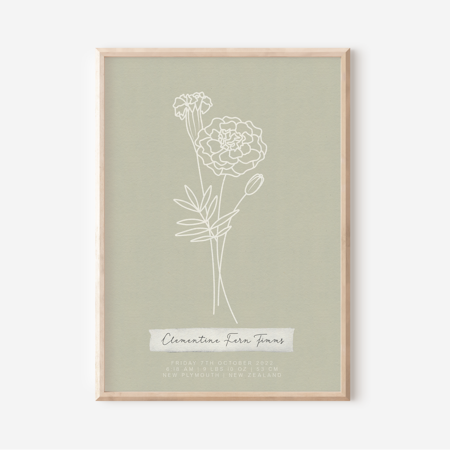 OCTOBER Marigold - Botanical Birth Month Keepsake Print