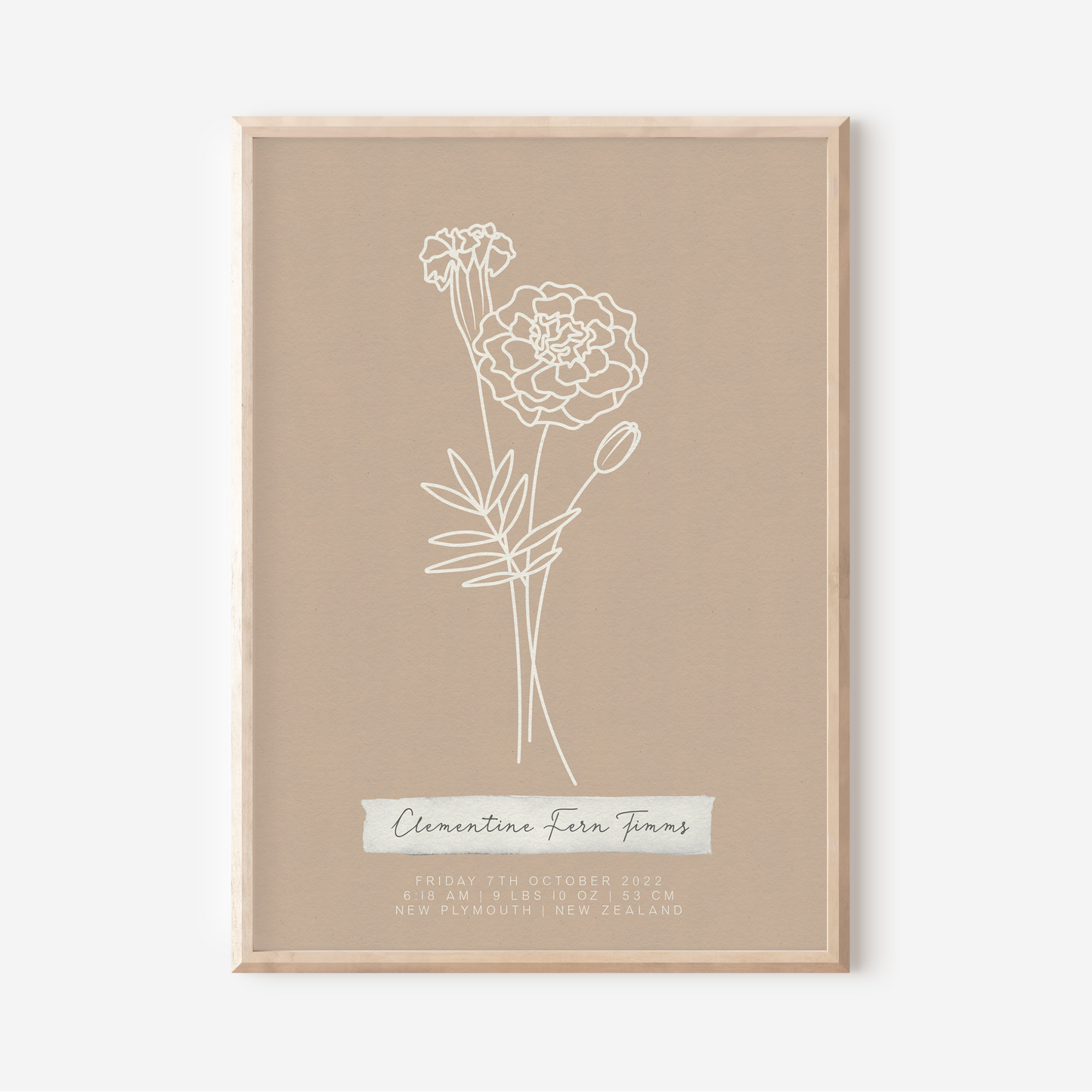 OCTOBER Marigold - Botanical Birth Month Keepsake Print