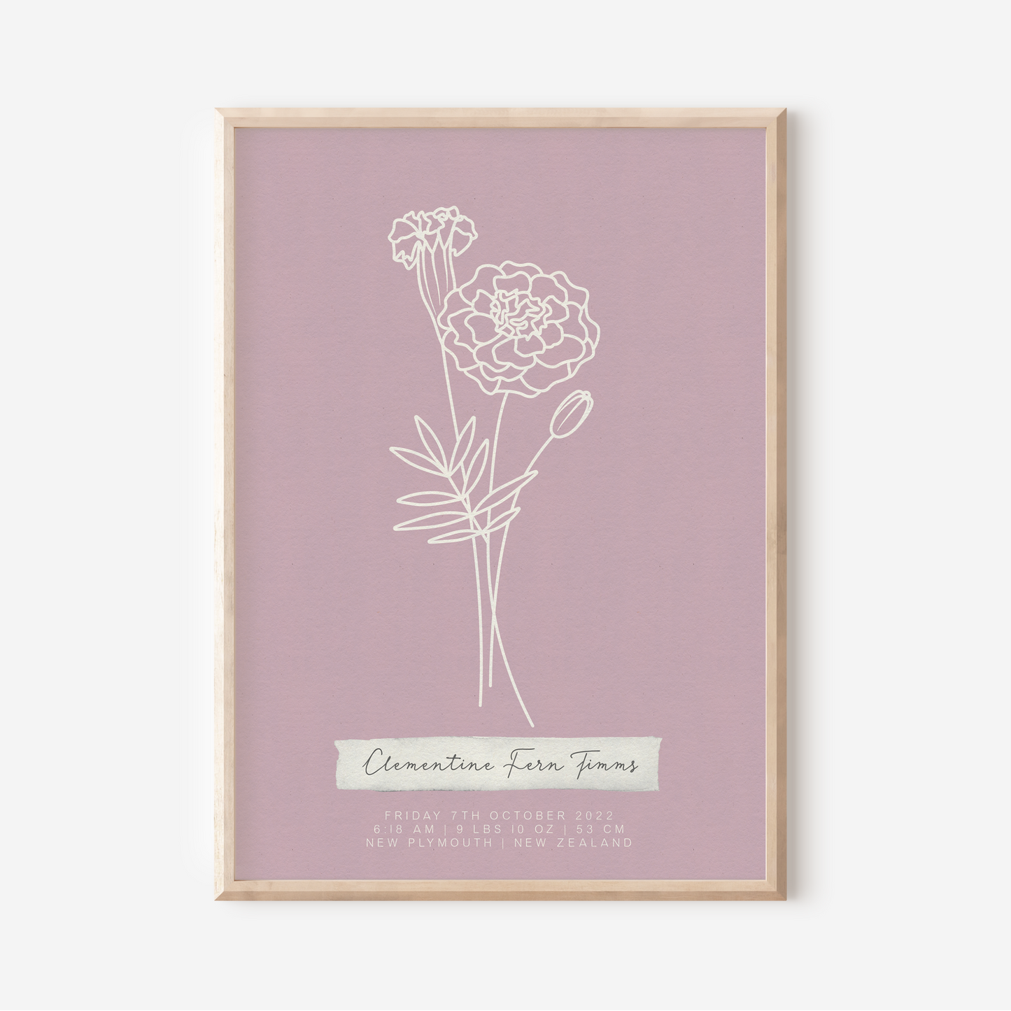 OCTOBER Marigold - Botanical Birth Month Keepsake Print
