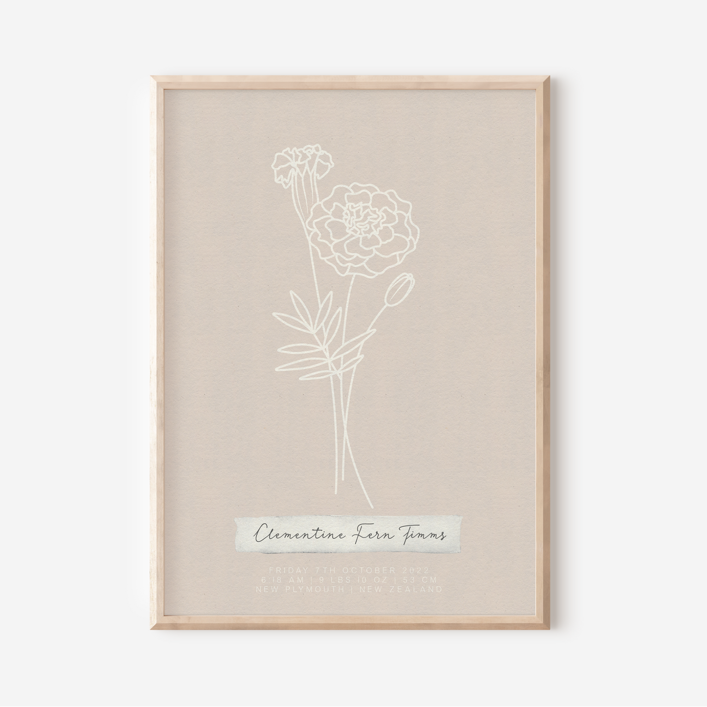 OCTOBER Marigold - Botanical Birth Month Keepsake Print