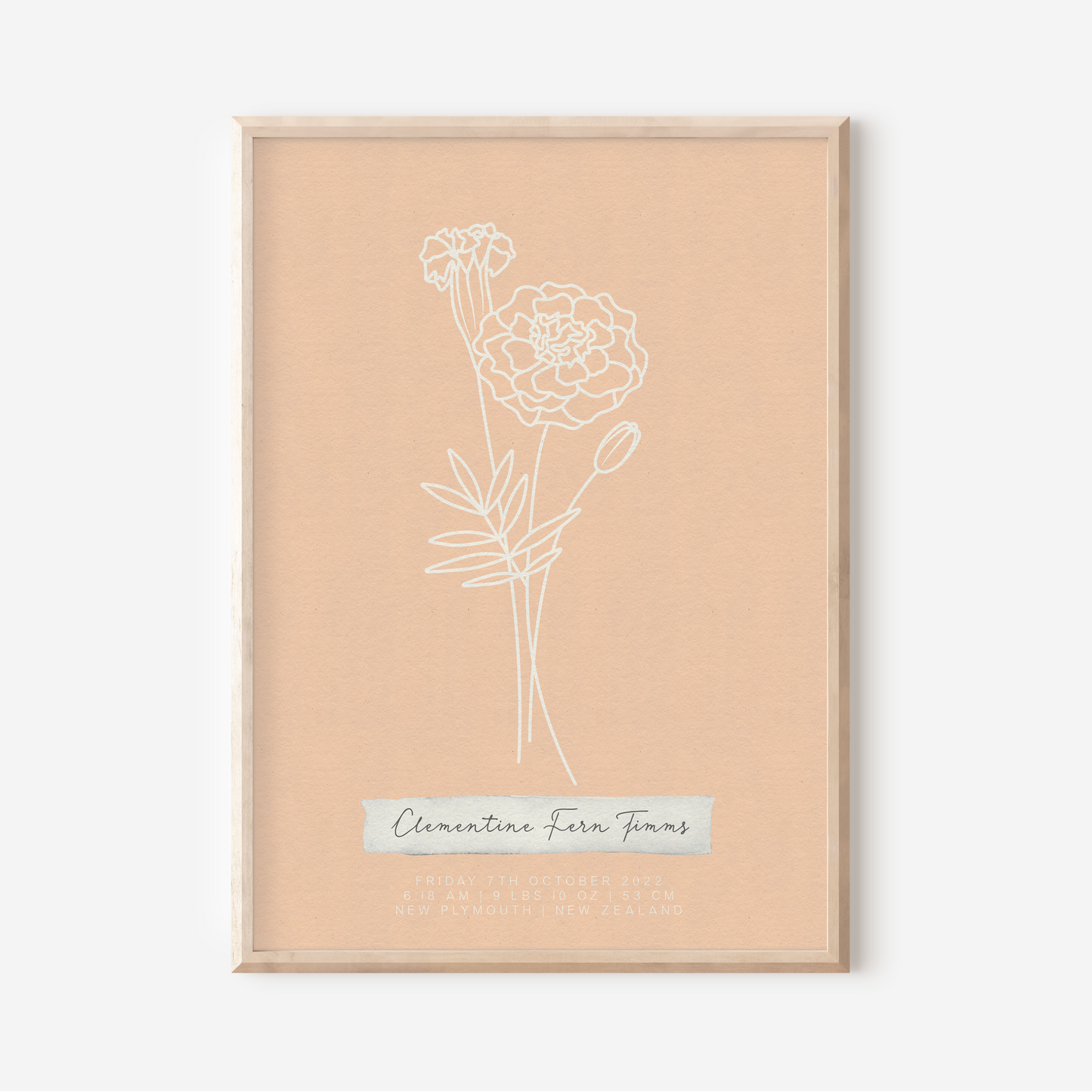 OCTOBER Marigold - Botanical Birth Month Keepsake Print