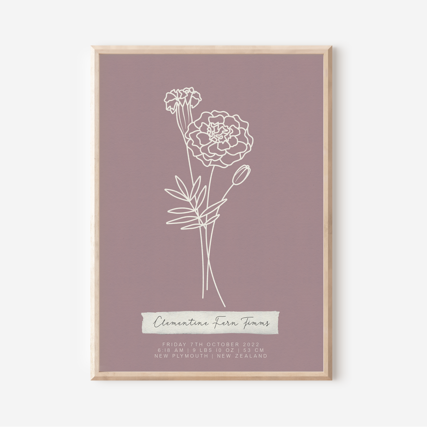 OCTOBER Marigold - Botanical Birth Month Keepsake Print