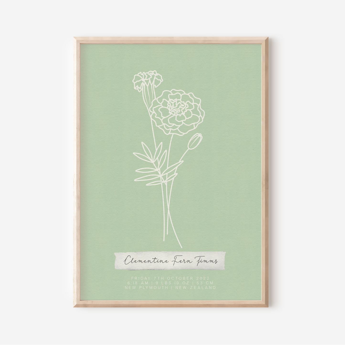 OCTOBER Marigold - Botanical Birth Month Keepsake Print
