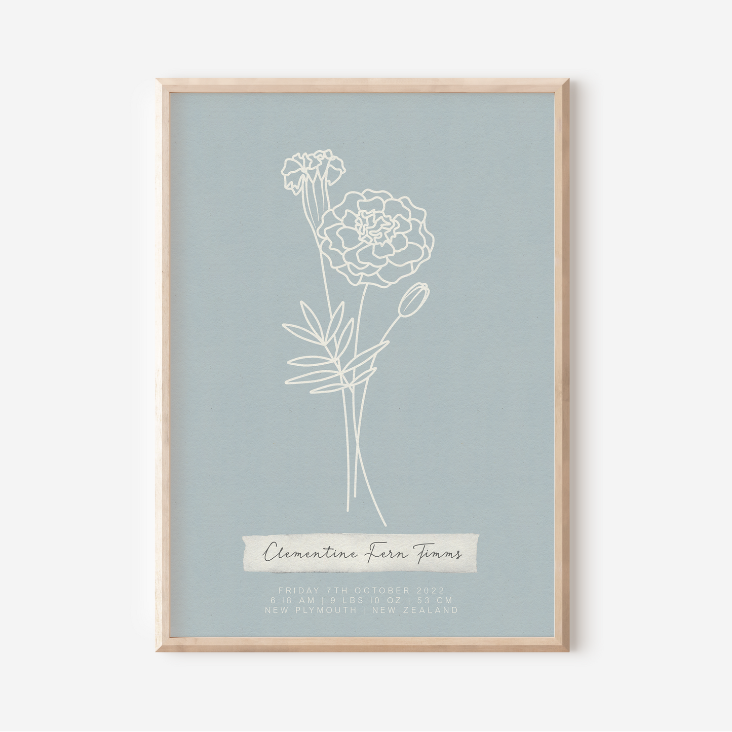 OCTOBER Marigold - Botanical Birth Month Keepsake Print