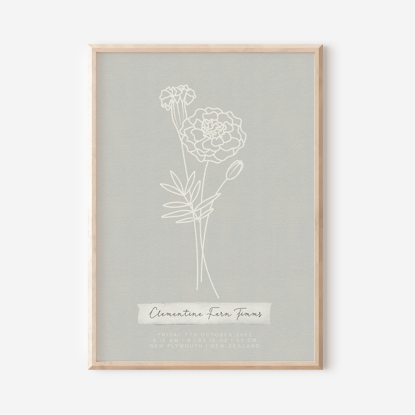 OCTOBER Marigold - Botanical Birth Month Keepsake Print