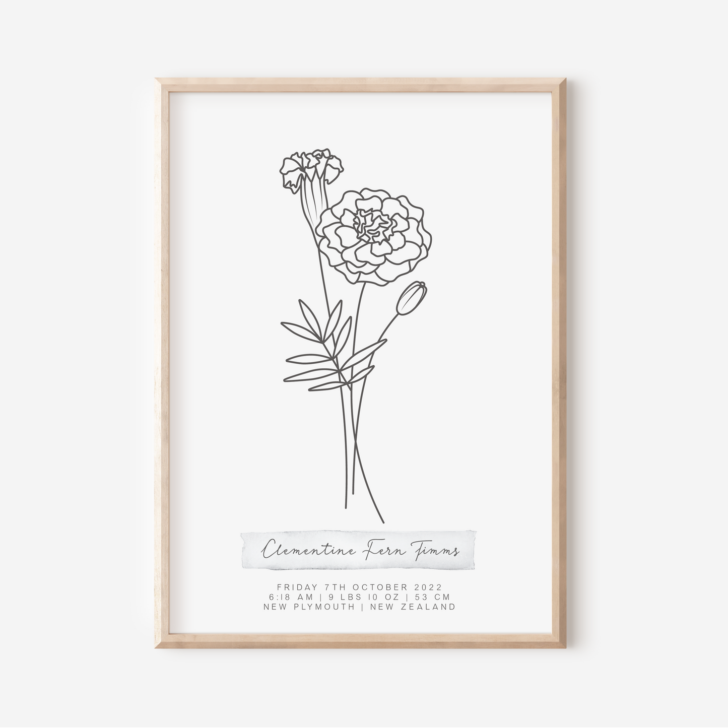 OCTOBER Marigold - Botanical Birth Month Keepsake Print