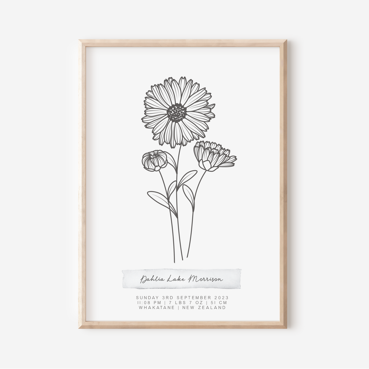 SEPTEMBER Aster - Botanical Birth Month Keepsake Print