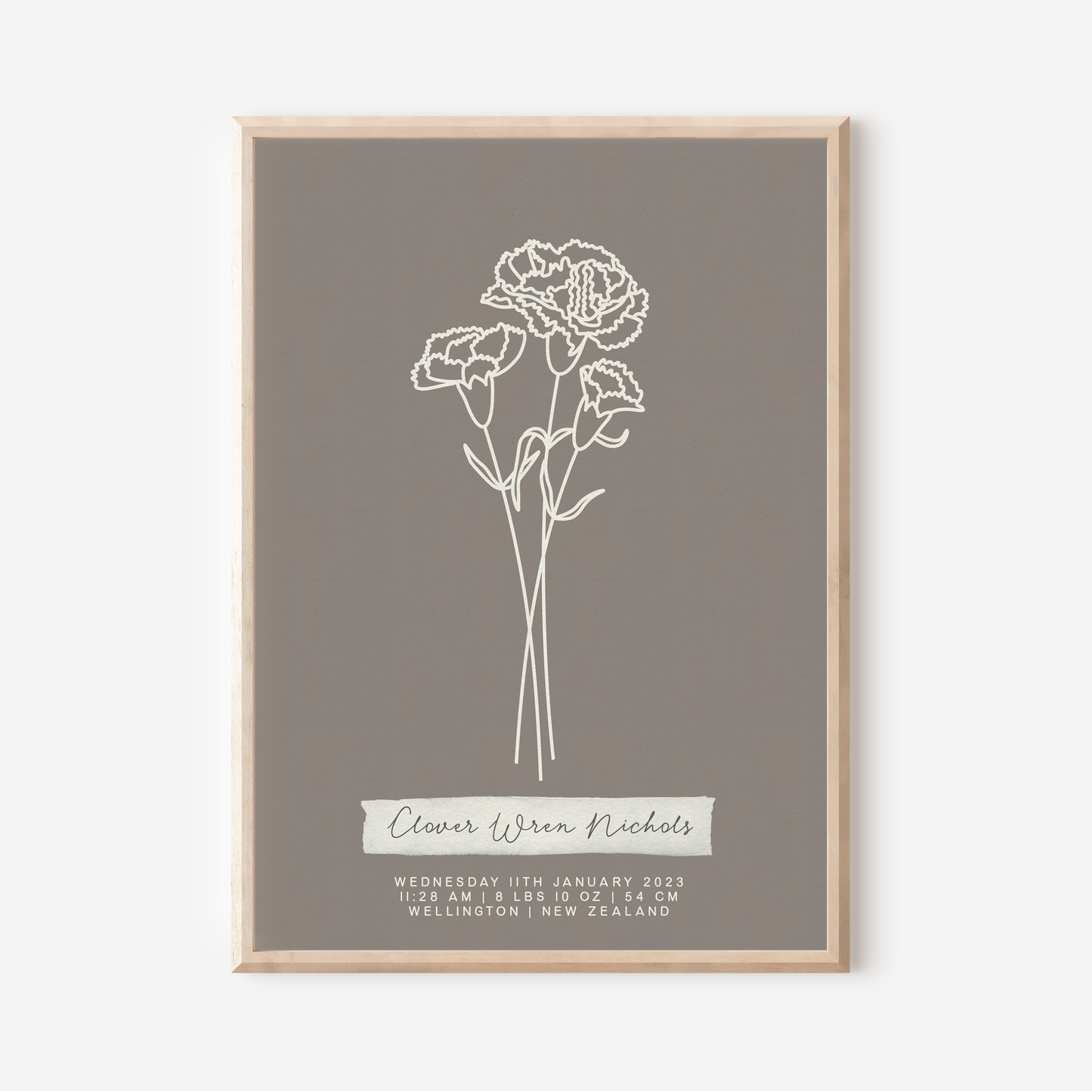 JANUARY Carnation - Botanical Birth Month Keepsake Print