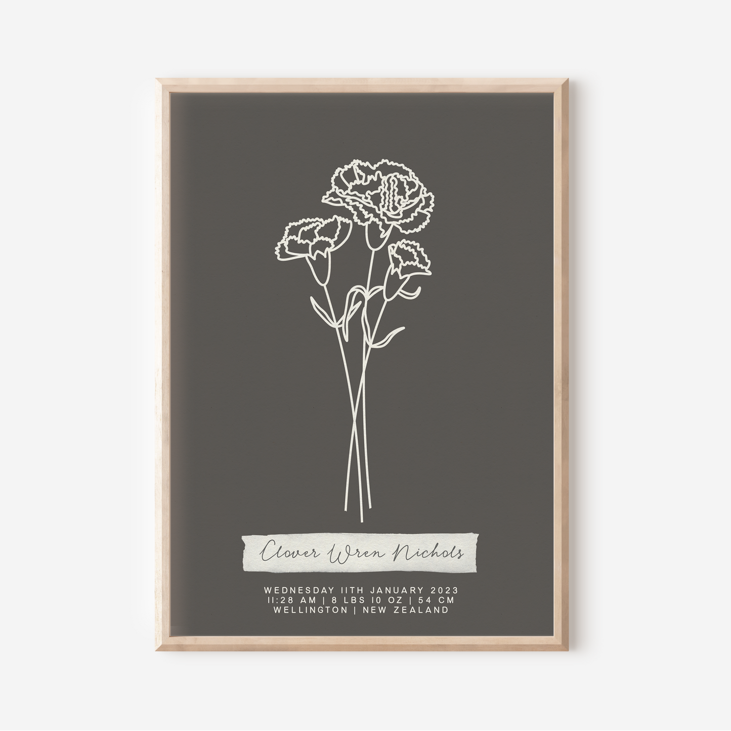 JANUARY Carnation - Botanical Birth Month Keepsake Print