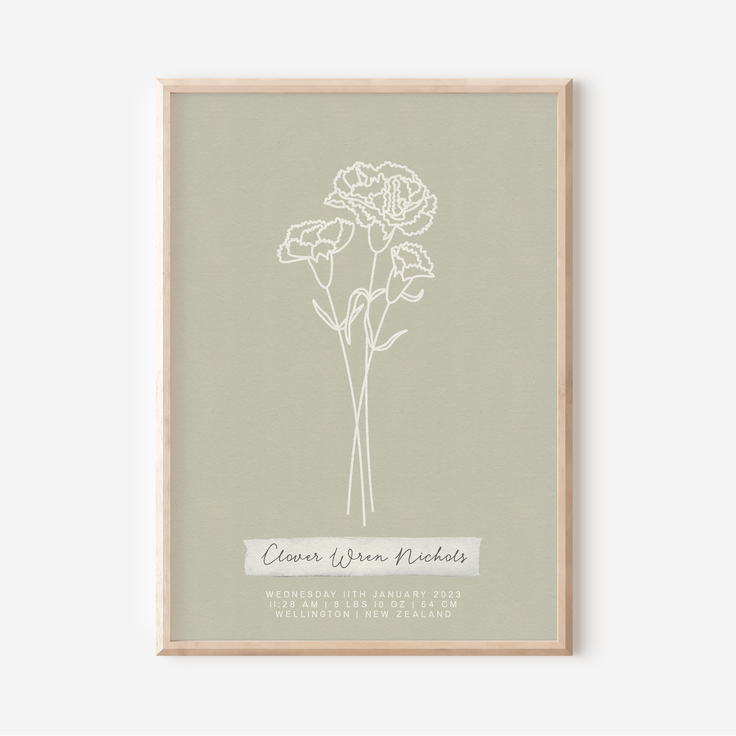 JANUARY Carnation - Botanical Birth Month Keepsake Print