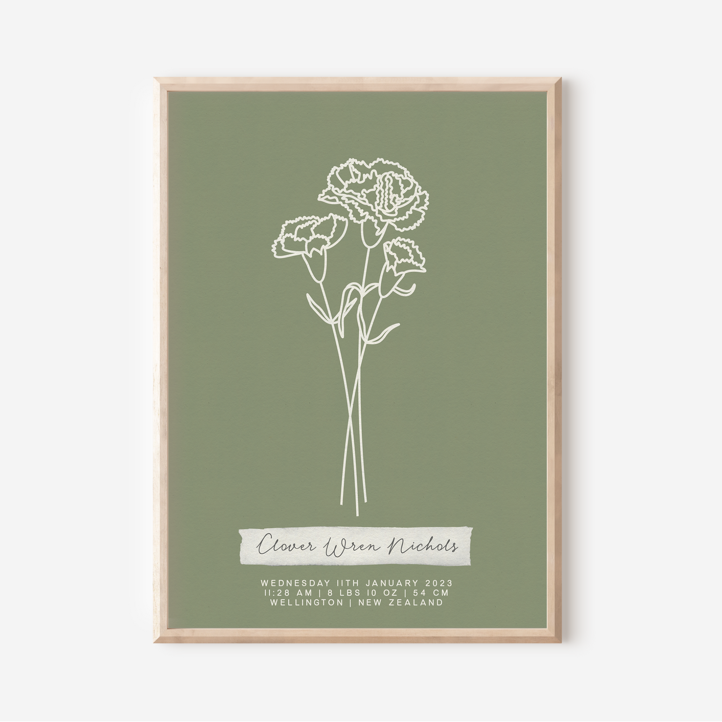 JANUARY Carnation - Botanical Birth Month Keepsake Print