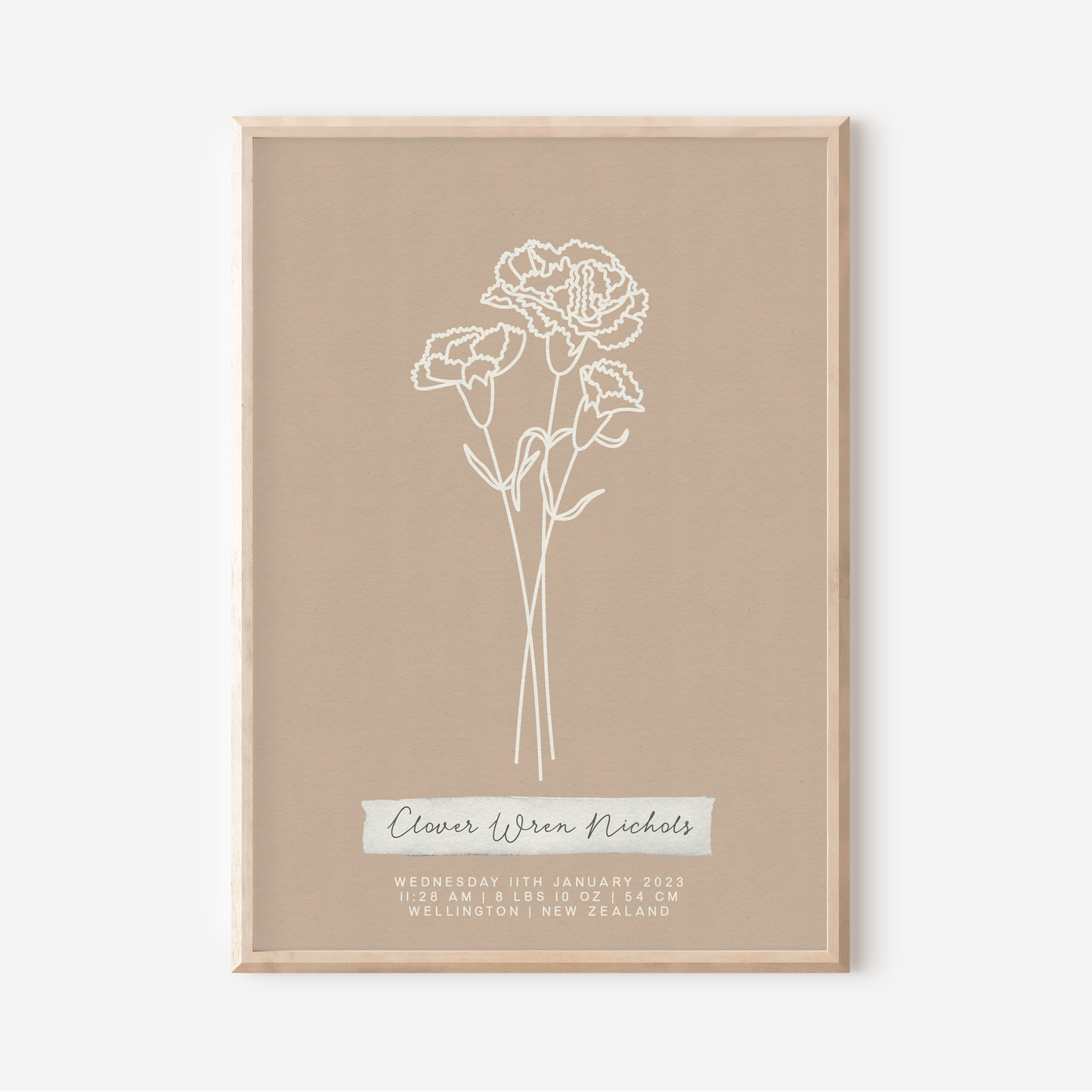 JANUARY Carnation - Botanical Birth Month Keepsake Print