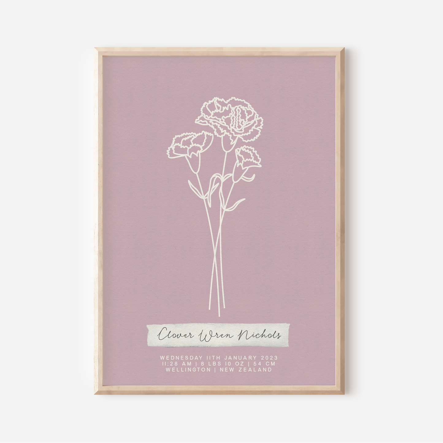 JANUARY Carnation - Botanical Birth Month Keepsake Print