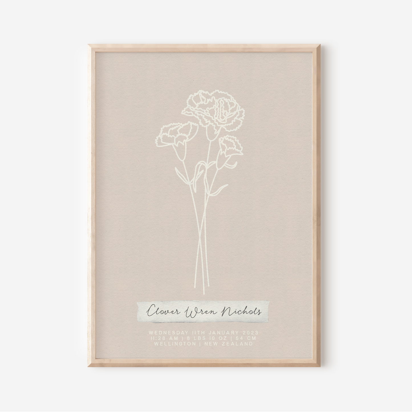 JANUARY Carnation - Botanical Birth Month Keepsake Print