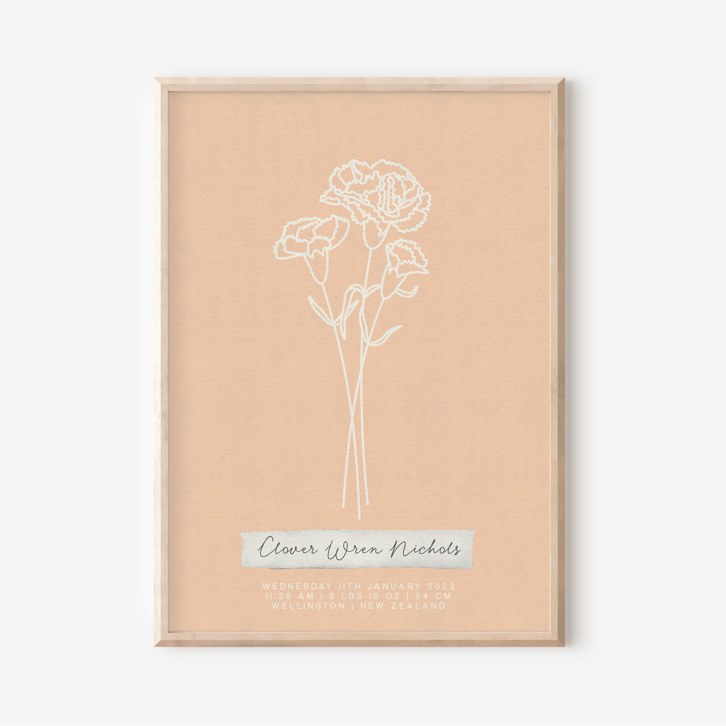 JANUARY Carnation - Botanical Birth Month Keepsake Print